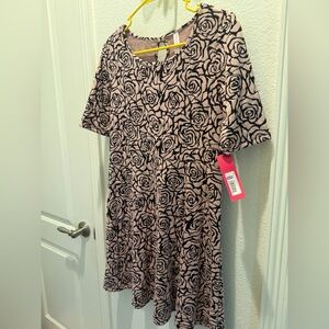 Xhilaration Black and Cream Rose Pattern Dress